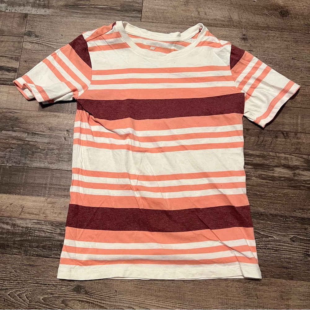 Dip Striped Kids Shirt in Orange and White